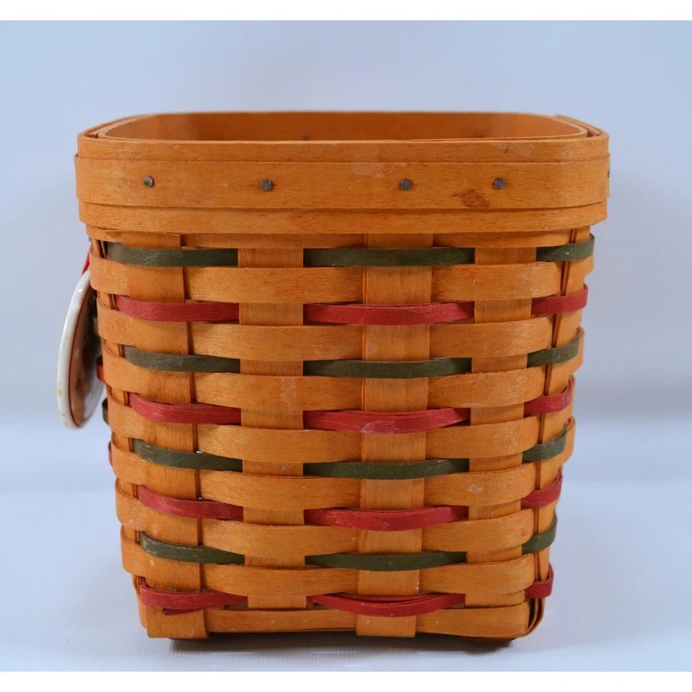 Vintage 1999 Longaberger Happy Holidays Basket Red &‎ Green Accents